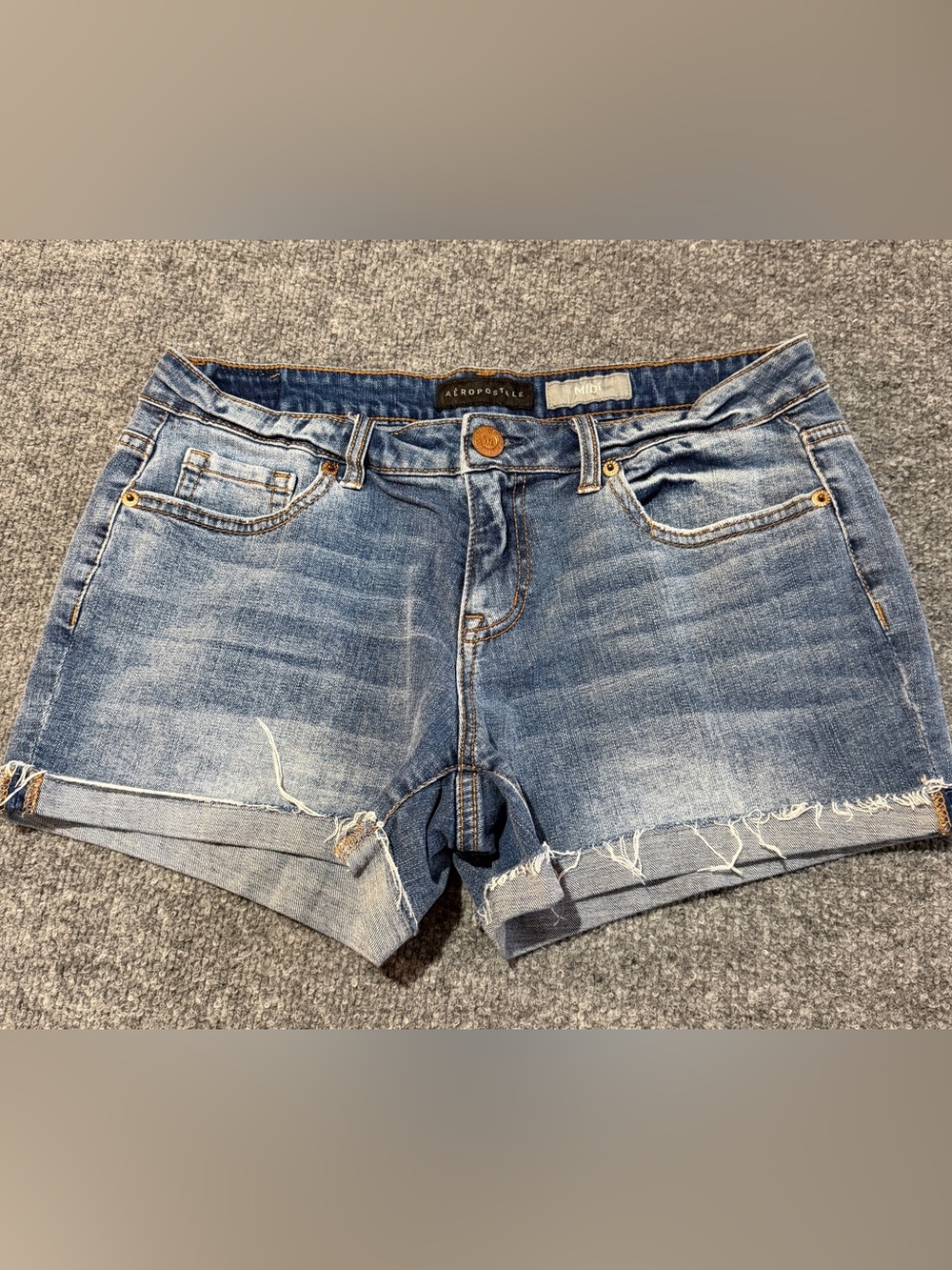 Aeropostale Blue Midi‎ Denim Cutoff Shorts - Women Size 8 Beach Flirty